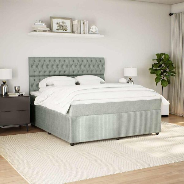 Box spring postel s matrací světle šedá 180x200 cm samet 3292412
