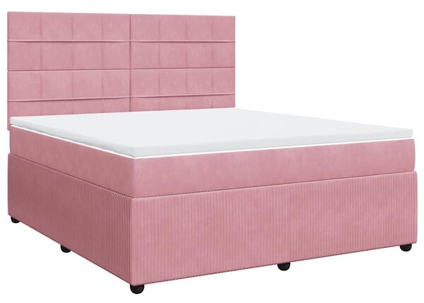 Box spring postel s matrací růžová 180x200 cm samet 3292411