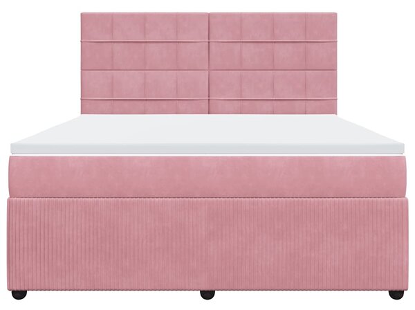 Box spring postel s matrací růžová 180x200 cm samet 3292411