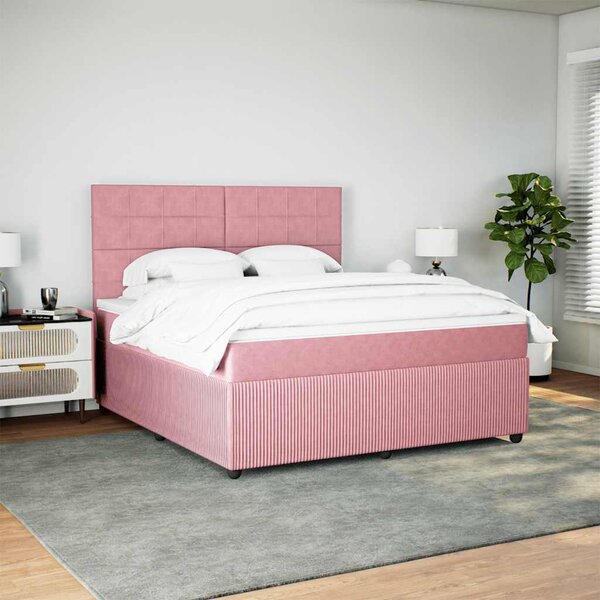 Box spring postel s matrací růžová 180x200 cm samet 3292411