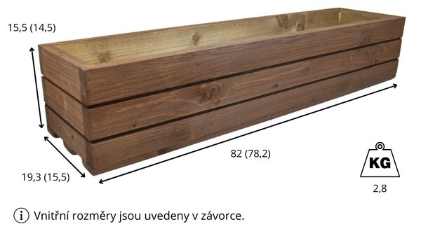 Proutídekorace Dřevěný truhlík z masivu - hnědý 80 cm