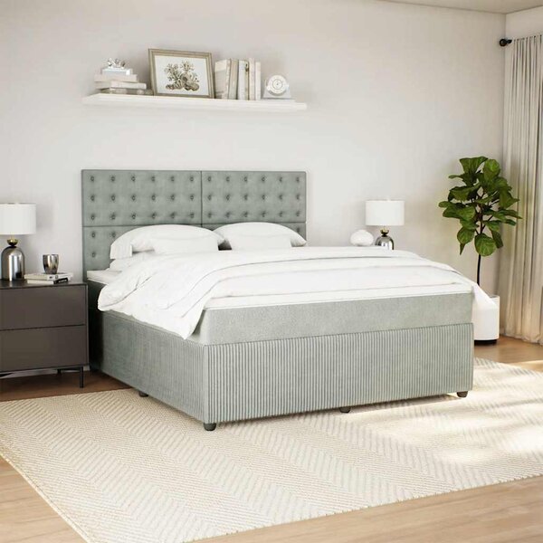 Box spring postel s matrací světle šedá 180x200 cm samet 3292418