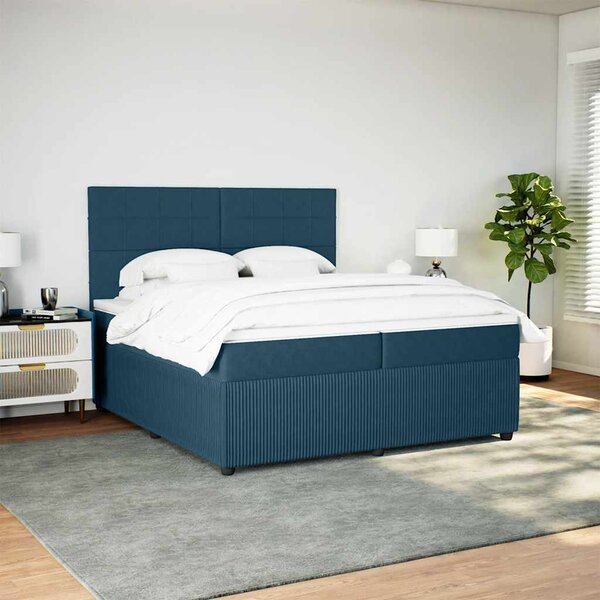 Box spring postel s matrací tmavě modrá 200x200 cm samet 3292434