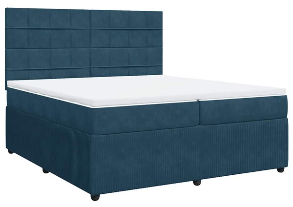 Box spring postel s matrací tmavě modrá 200x200 cm samet 3292434