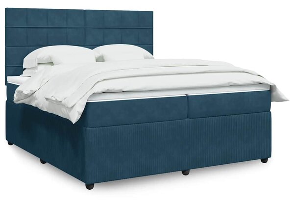 Box spring postel s matrací tmavě modrá 200x200 cm samet 3292434