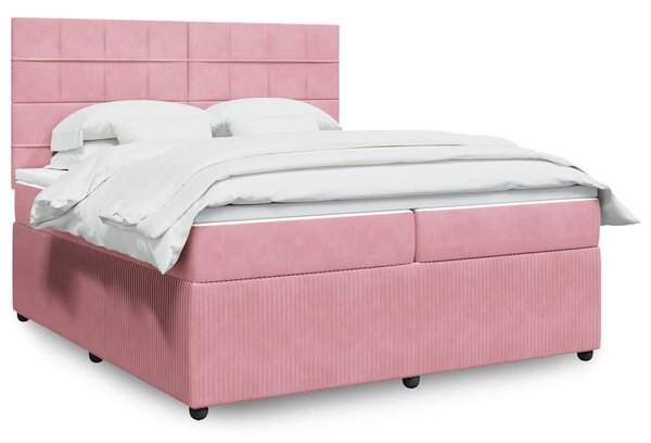 Box spring postel s matrací růžová 200x200 cm samet 3292435