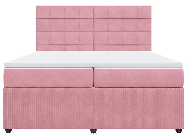 Box spring postel s matrací růžová 200x200 cm samet 3292435