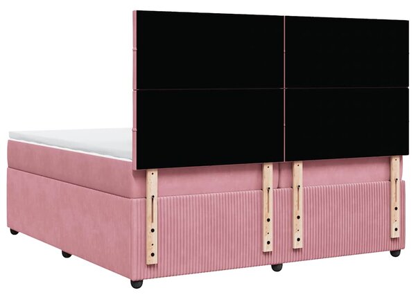 Box spring postel s matrací růžová 200x200 cm samet 3292435