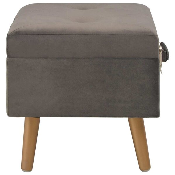 Stolička s úložným prostorem 40 cm šedá samet 329253