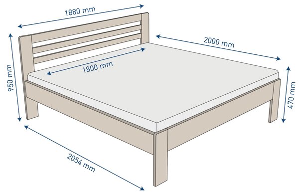 Celomasivní postel Jona, provedení: 180x200 cm, Buk, BO 105, Bez úprav