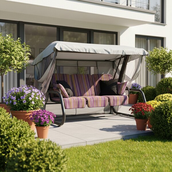 Zahradní houpačka Venezia s moskytiérou a polštářky C013-04BB PATIO 461800