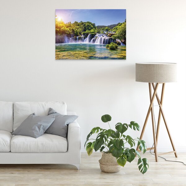 Postershop Obraz na plátně: Lanscape nature waterfall forest - 80x60 cm