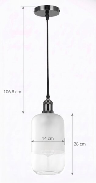 BRILAGI - LED Lustr na lanku RETRO GLASS 1xE27/60W/230V pr. 14 cm černá/bílá