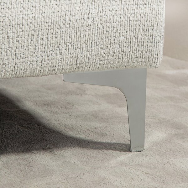 HOMCOM 4-místná modulární pohovka se 2 taburety a polštáři na opěradla a ruce, chaise sofa v žinylkovém materiálu, 313x149x88 cm, krémová bílá | Aosom