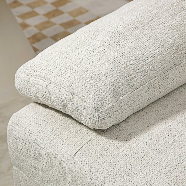 HOMCOM 4-místná modulární pohovka se 2 taburety a polštáři na opěradla a ruce, chaise sofa v žinylkovém materiálu, 313x149x88 cm, krémová bílá | Aosom
