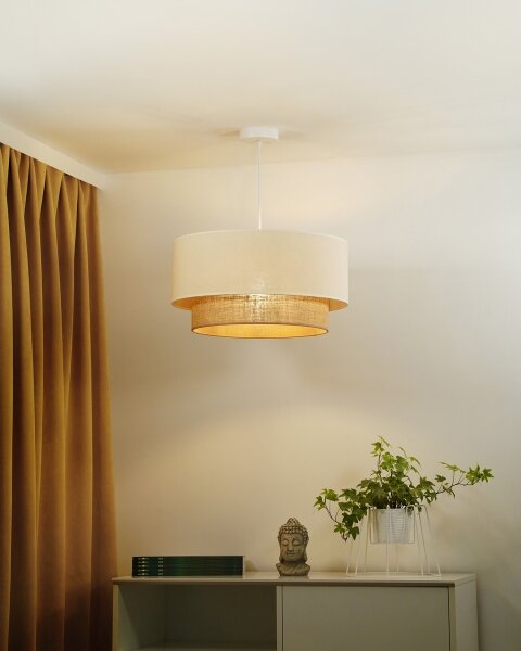 Duolla - Lustr na lanku BOHO 1xE27/40W/230V pr. 45 cm krémová/hnědá