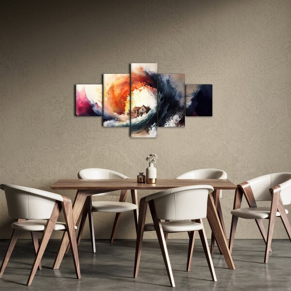 Obraz - Ve víru povodně, akvarel (125x70 cm)