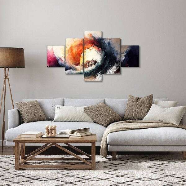 Obraz - Ve víru povodně, akvarel (125x70 cm)