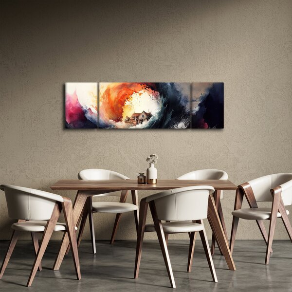 Obraz - Ve víru povodně, akvarel (170x50 cm)