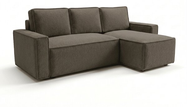 Rozkládací oboustranná sedací souprava do L SMART BOUCLE 232x143 cm, šedohnědá