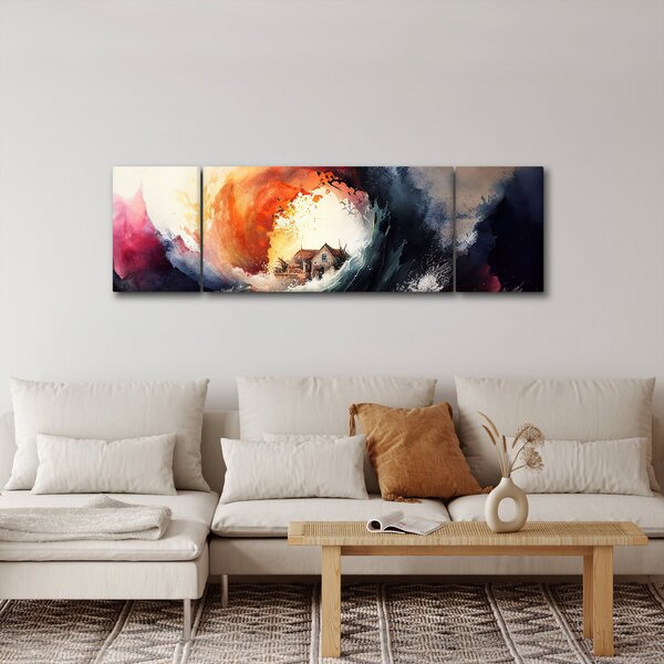 Obraz - Ve víru povodně, akvarel (170x50 cm)