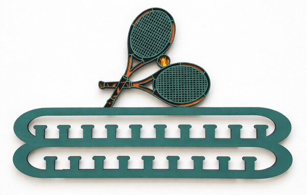 Z rodinné dílny Dřevěný věšák na medaile TENIS – svítící dekorace do pokoje