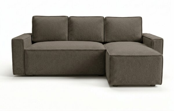 Rozkládací oboustranná sedací souprava do L SMART BOUCLE 232x143 cm, šedohnědá