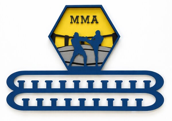 Z rodinné dílny Dřevěný věšák na medaile MMA – svítící dekorace do pokoje