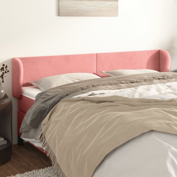 Čelo postele typu ušák růžová 163x23x78/88 cm samet