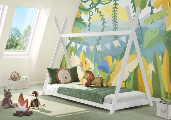 Dětská postel z buku Tipi, 90x200 cm, bílá