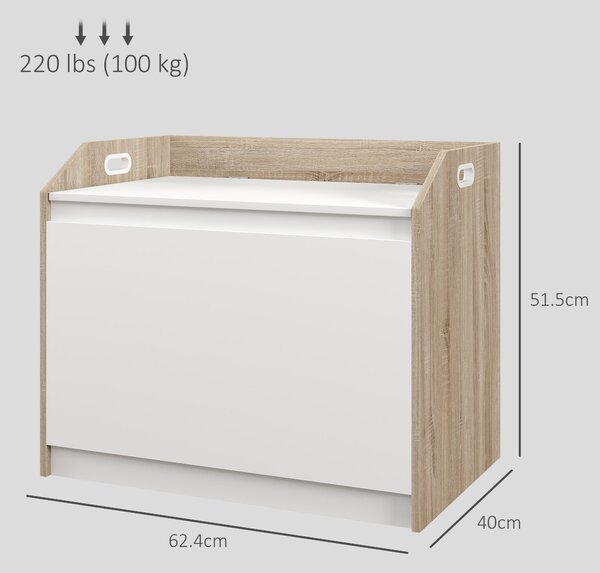 HOMCOM Moderní Dřevěná Úložná Lavice s Opěradlem, Lavice do Předsíně a Ložnice s Úložným Prostorem, 62,4x40x51,5cm | Aosom