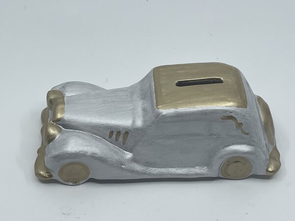 Kasička Zlatý Veterán – keramické retro auto 20 cm