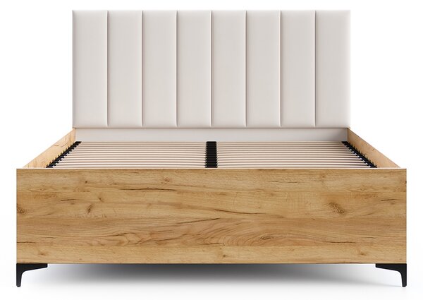 Postel SIERRA 120×200 s kovovým zdvižným roštem TRINITY Dub Craft - Bílá