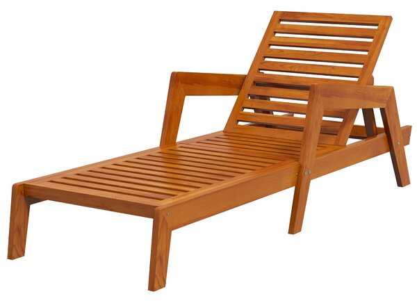 Outsunny Zahradní Lehátko, Dřevěné Lehátko, Polohovací Křeslo, Voděodolné Relaxační Křeslo pro Balkón a Terasu, nosnost do 120 kg, Oranžová, 66 x 190
