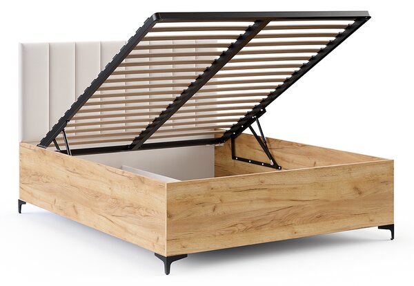 Postel SIERRA 120×200 s kovovým zdvižným roštem TRINITY Dub Craft - Bílá