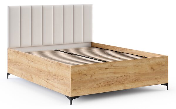 Postel SIERRA 120×200 s kovovým zdvižným roštem TRINITY Dub Craft - Bílá