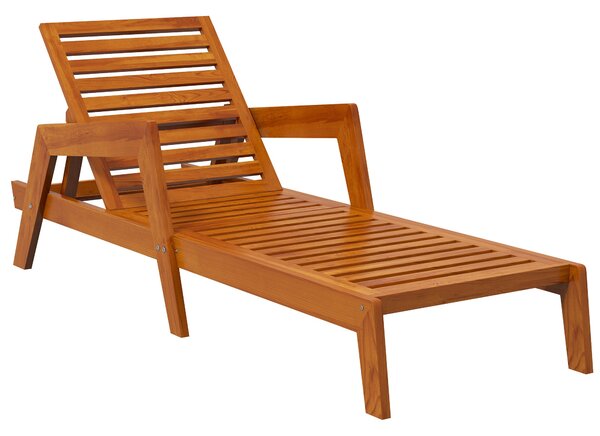 Outsunny Zahradní Lehátko, Dřevěné Lehátko, Polohovací Křeslo, Voděodolné Relaxační Křeslo pro Balkón a Terasu, nosnost do 120 kg, Oranžová, 66 x 190