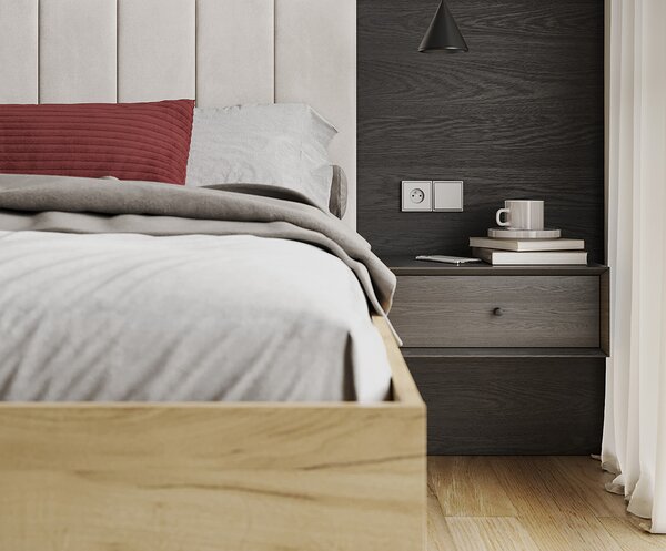 Postel SIERRA 120×200 s kovovým zdvižným roštem TRINITY Dub Craft - Bílá