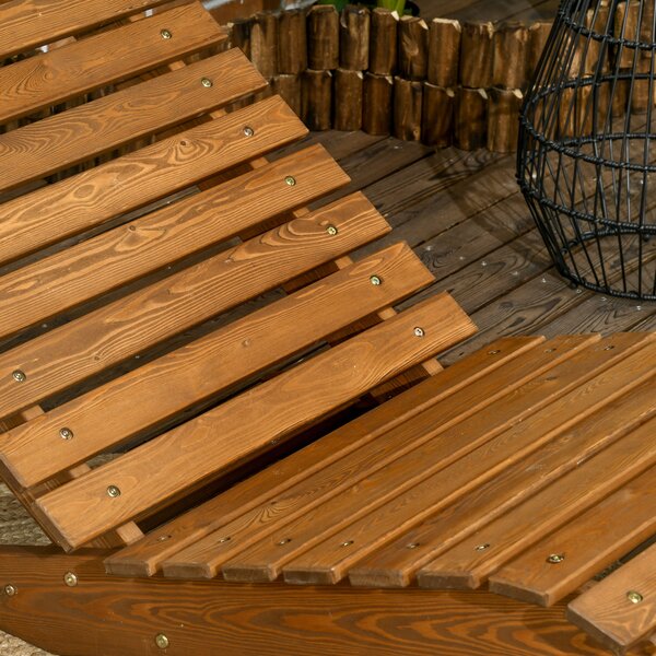 Zahradní lehátko Outsunny, sklápěcí křeslo, relaxační židle pro bazén, balkon, nosnost do 120 kg, masivní dřevo, třešeň, 66 x 170 x 77 cm | Aosom