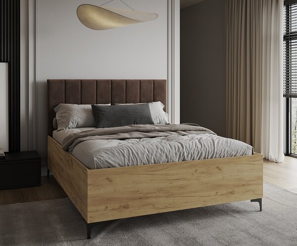 Postel SIERRA 90×200 s kovovým zdvižným roštem TRINITY Dub Craft - Hnědá