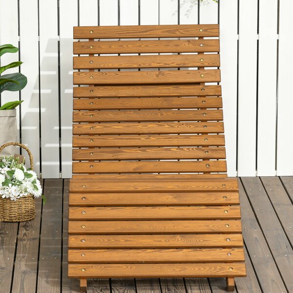 Zahradní lehátko Outsunny, sklápěcí křeslo, relaxační židle pro bazén, balkon, nosnost do 120 kg, masivní dřevo, třešeň, 66 x 170 x 77 cm | Aosom