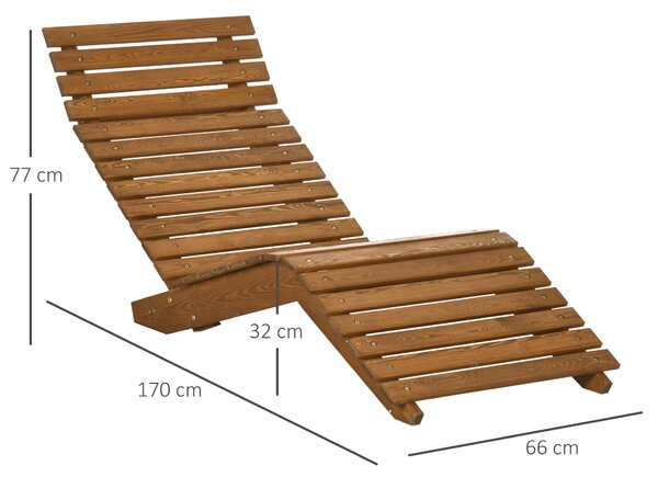 Zahradní lehátko Outsunny, sklápěcí křeslo, relaxační židle pro bazén, balkon, nosnost do 120 kg, masivní dřevo, třešeň, 66 x 170 x 77 cm | Aosom