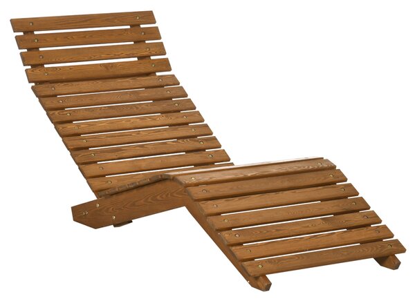Zahradní lehátko Outsunny, sklápěcí křeslo, relaxační židle pro bazén, balkon, nosnost do 120 kg, masivní dřevo, třešeň, 66 x 170 x 77 cm | Aosom