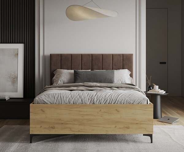 Postel SIERRA 90×200 s kovovým zdvižným roštem TRINITY Dub Craft - Hnědá