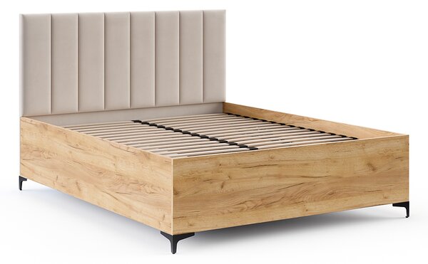 Postel SIERRA 90×200 s kovovým zdvižným roštem TRINITY Dub Craft - Krémová