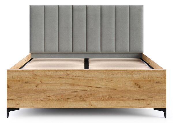 Postel SIERRA 120×200 s kovovým zdvižným roštem TRINITY Dub Craft - Šedá