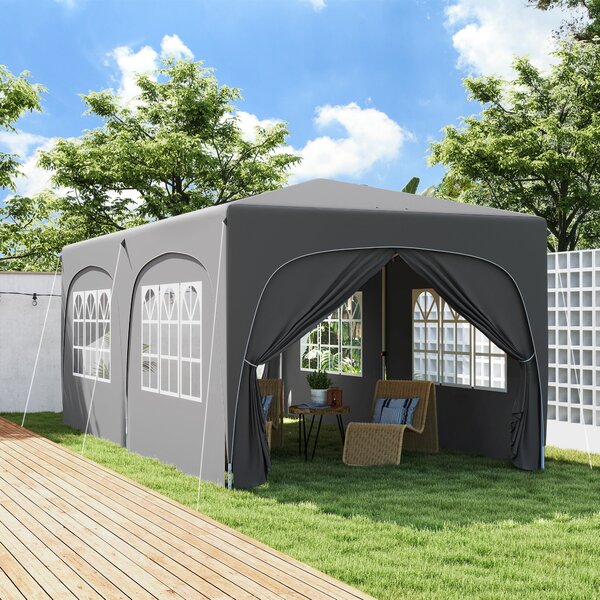 Pavilion Outsunny přibližně 3x6m, voděodolný, stabilní, zimní, sklopný pavilion, UV ochrana 50+, skládací párty stan, zahradní stan s 6 bočními částmi