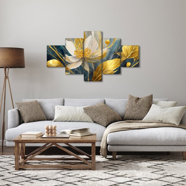 Obraz - Malba zlatých květin (125x70 cm)