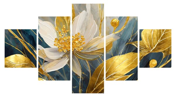 Obraz - Malba zlatých květin (125x70 cm)