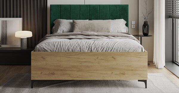 Postel SIERRA 120×200 s kovovým zdvižným roštem TRINITY Dub Craft - Zelená